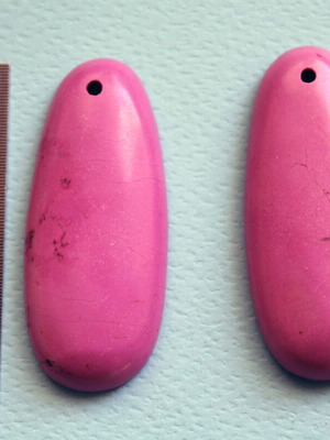 Cabochon Chalk Turquoise set of 2, fuchsia painted, new