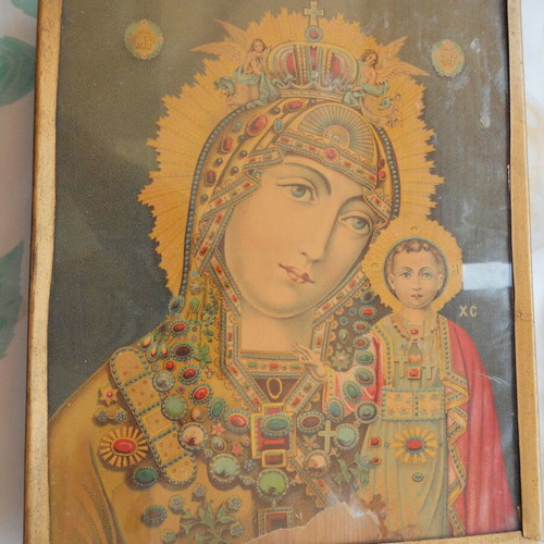 Religious lithograph of Virgin Mary and Christ like new, early 20th century