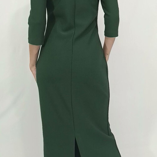 Zara green long dress with V-neckline and 3/4 sleeves new with tags