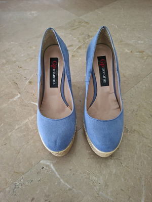 Espadrilles high heels like new, dark blue, size 37