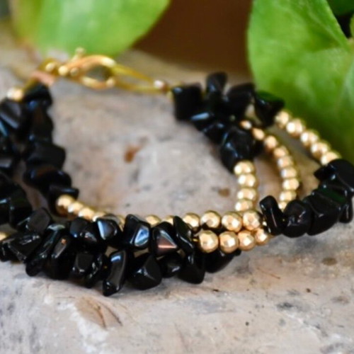 Handmade bracelet new with semi-precious stones and hematite
