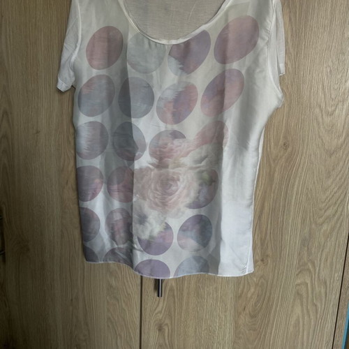 Tom Tailor T-shirt new, satin front, breathable fabric, multicolor white, XL