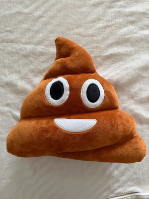 Διακοσμητικό μαξιλάρι σε σχήμα emoji poop, σε καφέ