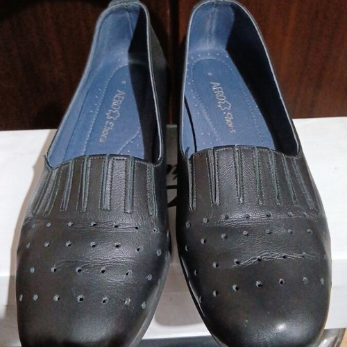 AERO Shoes women's leather anatomical slip-on shoes size 39, black