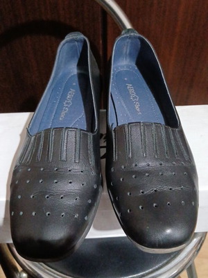 AERO Shoes women's leather anatomical slip-on shoes size 39, black