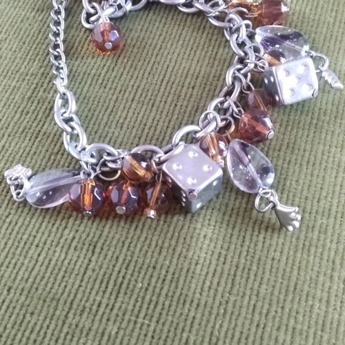 Bracelet with beads and dangling charms new, boho style