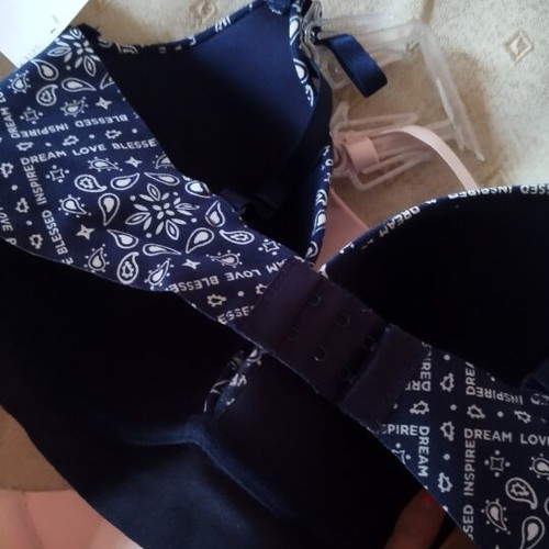 Set of 2 bras, size 36D/100E, blue and pink