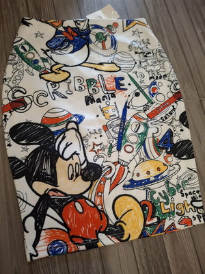 Disney Scribble Mania Pencil Skirt XL with Mickey & Donald print new