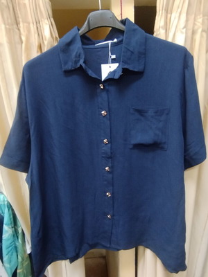 Blue Women's Shirt 2707 New, 75% Viscose 20% Cotton 5% Linen