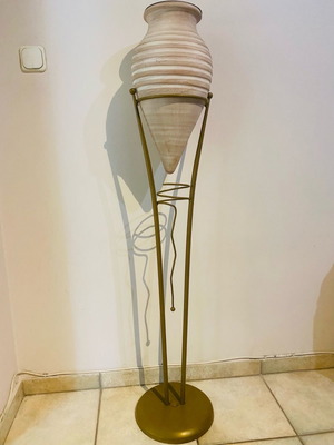 Flower stand candle holder used, set of 2 with metal base and jar