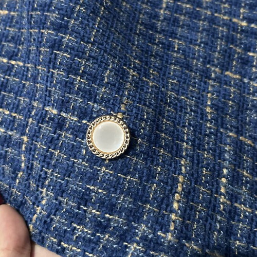 Knitted cropped jacket with pearls medium like new, blue