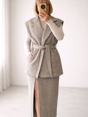 Lumina set oversized vest and pencil skirt, new, size M