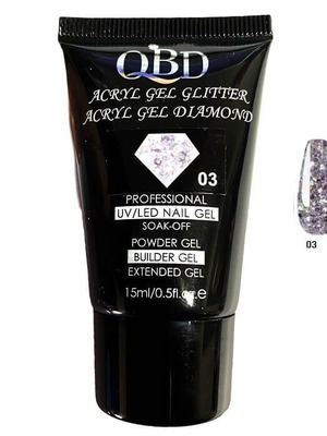 QBD Acrygel UV/LED Diamond Glitter #03 15ml for nail extension