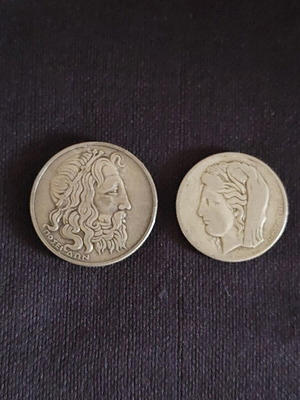 Silver Coins from Greece 1930 used, 20 and 10 Drachmai