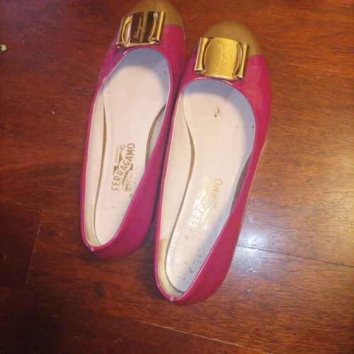 Salvatore Ferragamo ballerinas used, size 40–41, brown and pink