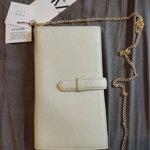 Zara leather wallet on a chain new, beige