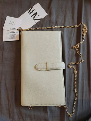 Zara leather wallet on a chain new, beige