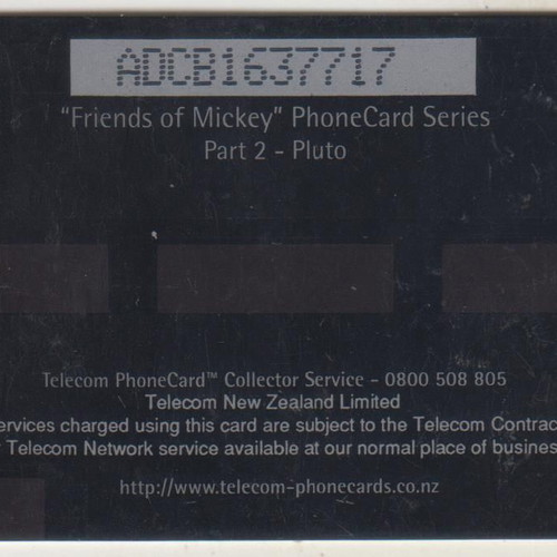 New Zealand Telecom Disney Friends of Mickey Pluto 4 Phonecard