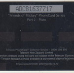 New Zealand Telecom Disney Friends of Mickey Pluto 4 Phonecard