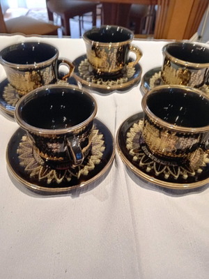 Coffee cup set five cups with saucers new