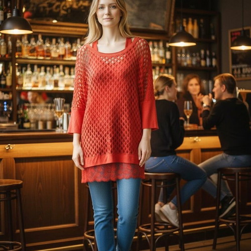 Women's blouse and top set red like new, 3/4 sleeve
