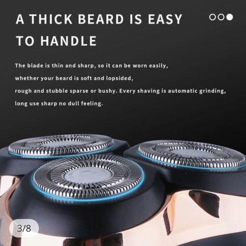 Beard Trimmer 3D electric rechargeable shaver, waterproof IPX7