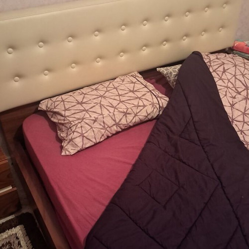 Double bed handmade from walnut wood like new with mattress