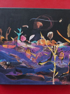Surrealism painting with acrylic and collage new