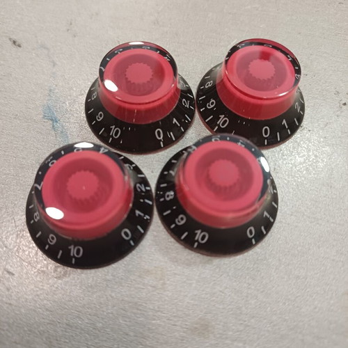 Set of 4 guitar potentiometer knobs new, black and red