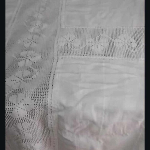 Handmade embroidered linen tablecloth used