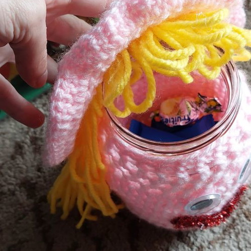 Vase with handmade knitted cover new