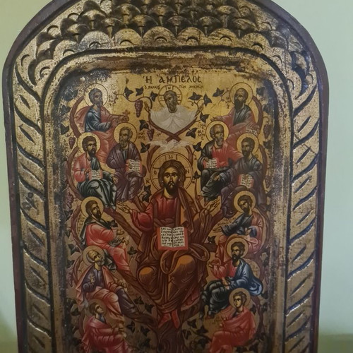 Η Αμπελος παλαιά σκαλιστή εικόνα μεταχειρισμένη 35×27