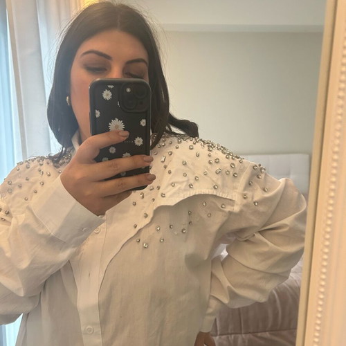 Bsb oversized shirt like new with embroidered crystals, one size