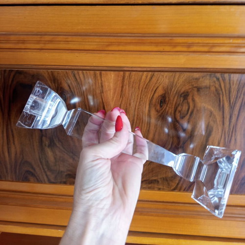 Pair of tall vintage crystal candlesticks