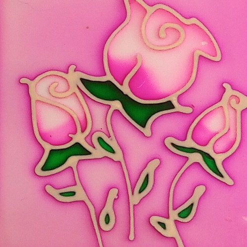 Coasters with roses, glass, set of two