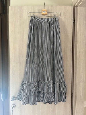 Holy Chich maxi skirt used, striped white and blue, cotton