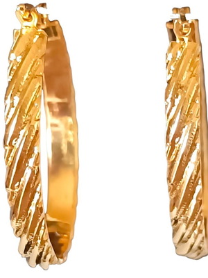 Oval hoop earrings with motif stainless steel gold new