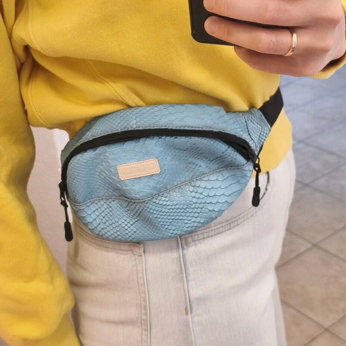 Turquoise snakeskin effect belt bag used