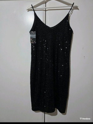 Black evening dress with shiny sequins new with tag