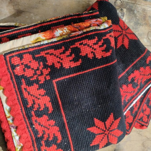 Embroidered rugs used, 2 pieces 110x59 cm, cross stitch