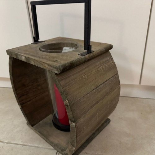 Wooden candle lantern like new, 21x19x26 cm