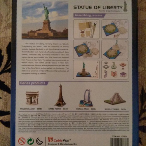 3D Puzzle Statue of Liberty used, 39-piece foam board