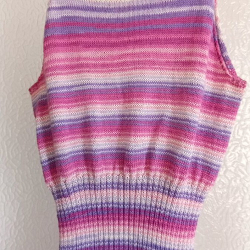 Handmade knitted summer dress cotton, size M, white and pink