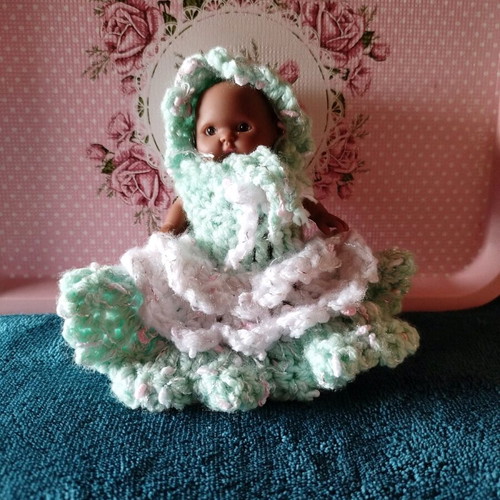 Doll with Handmade Dress and Hat New
