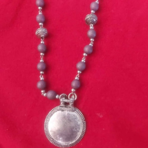 Necklace in boho style purple and silver new