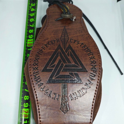 Leather Belt Pouch new with Valknut symbol and Scandinavian Runes