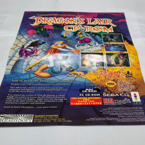 Dragons Lair Poster A4 used in excellent condition