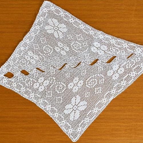 Set of 3 handmade white filet crochet pieces 100% cotton
