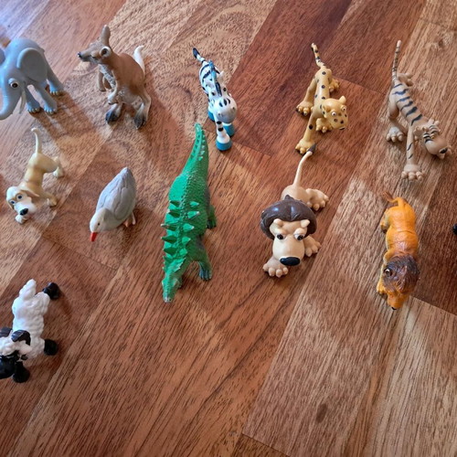 Plastic farm and wild animal figures used