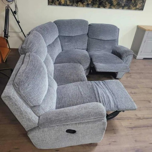Gray fabric corner sofa with manual reclining mechanism new